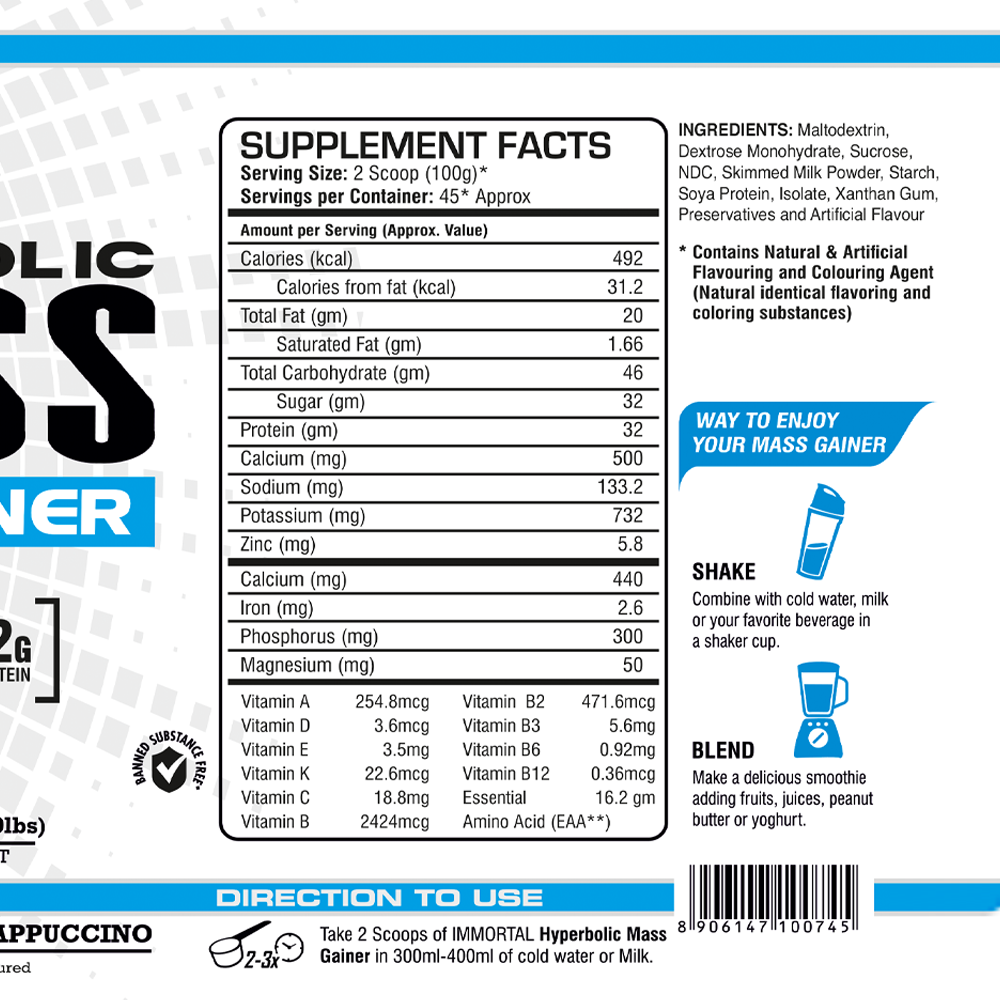 IMMORTAL Hyperbolic Mass Gainer 10Lbs